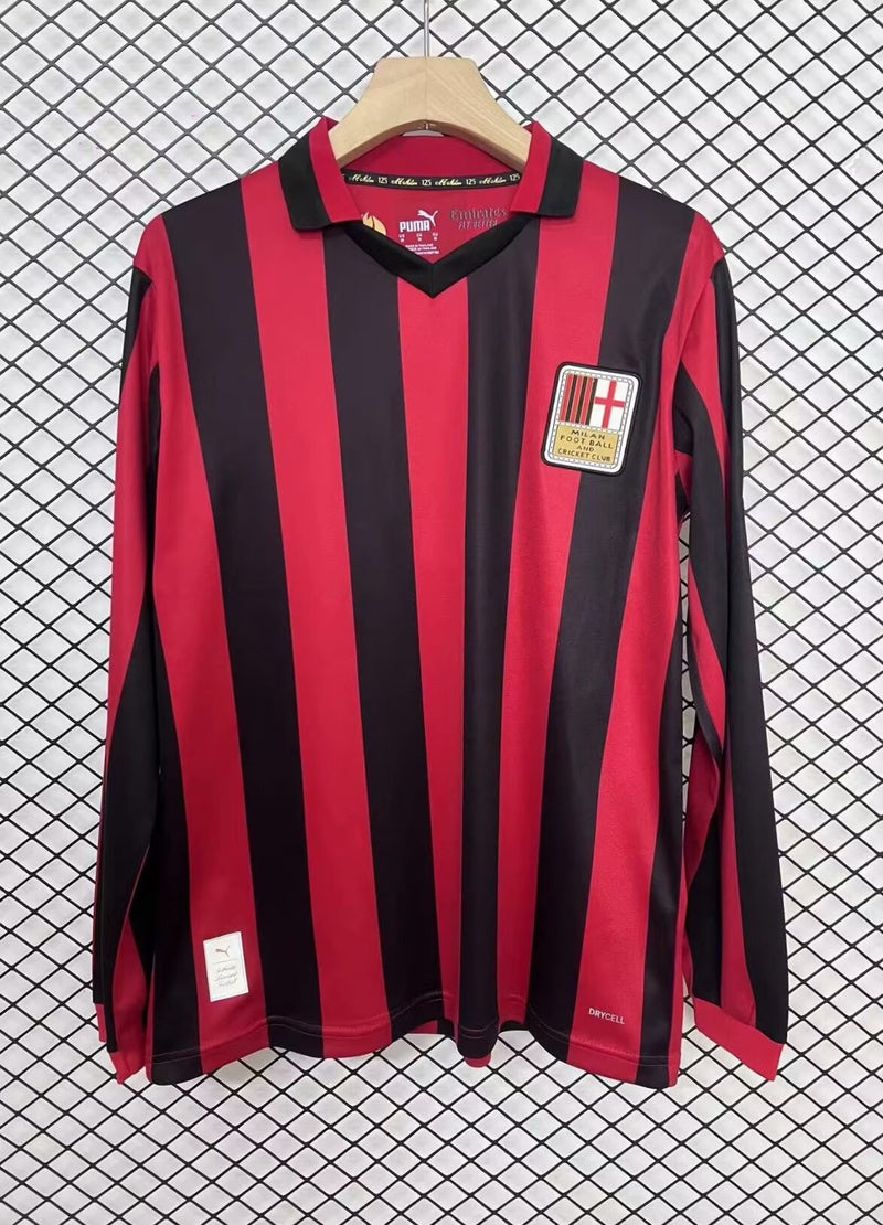 Camisa Milan 2024/25 Manga Longa 125th Vermelha Manga Longa