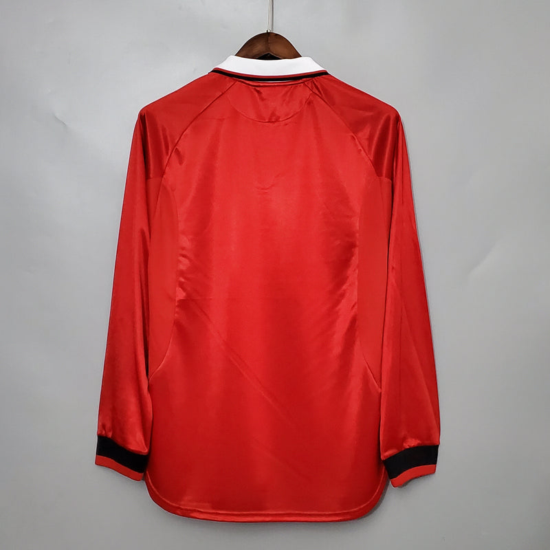 Camisa Retrô Manchester United 1999/00 Home Manga Longa