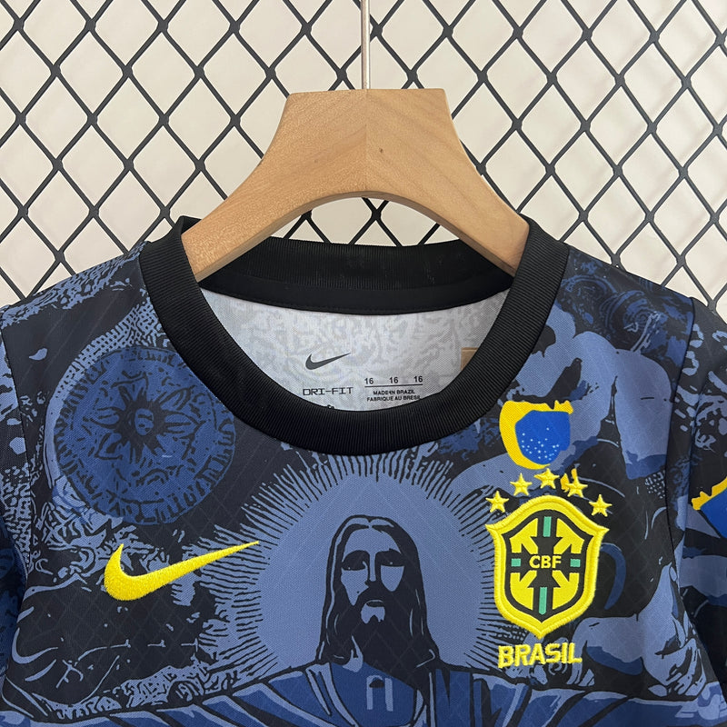 Conjunto Infantil Brasil 2024/25 Cristo Redentor Escura