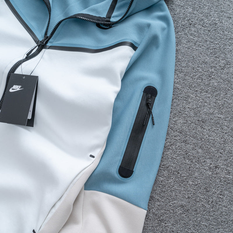 Conjunto Tech Fleece Nike - Azul/Branco