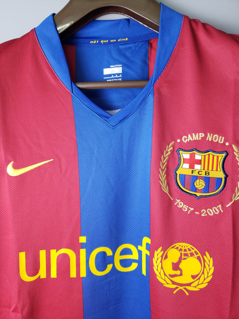 Camisa Retrô Barcelona 2007/08 Home Manga Longa