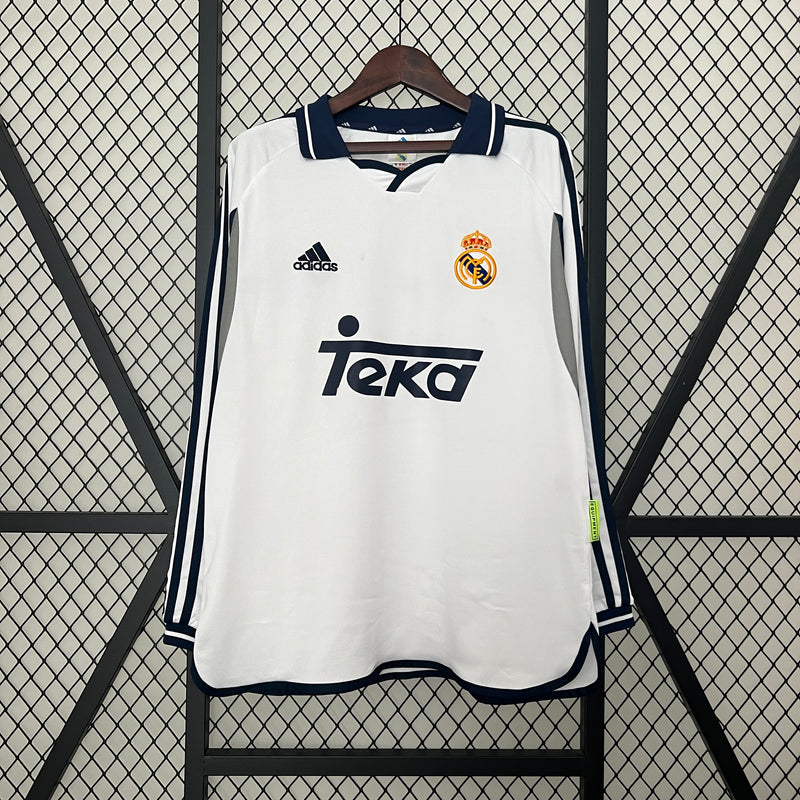 Camisa Retrô Real Madrid 2000/01 Home Manga Longa