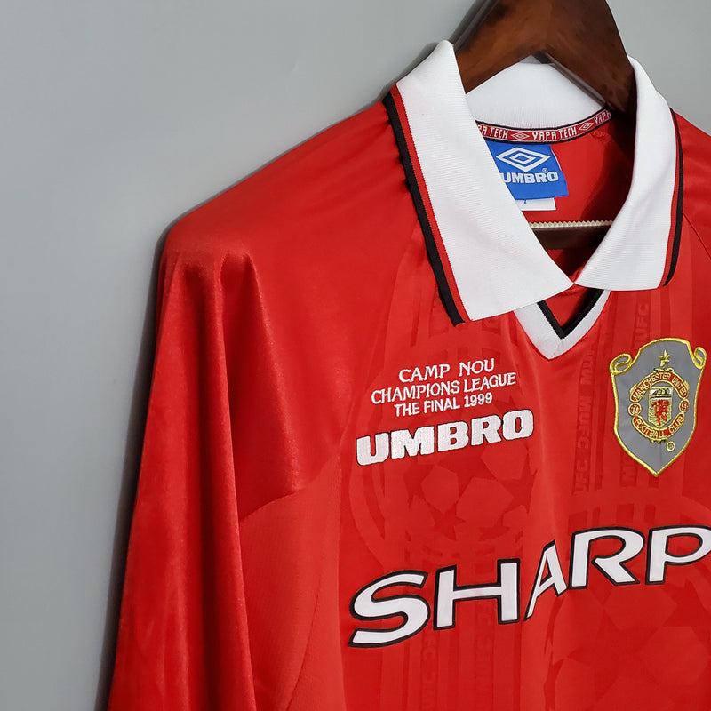 Camisa Retrô Manchester United 1999/00 Home Manga Longa
